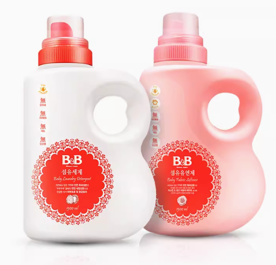 韩国进口保宁必恩贝婴儿专用宝宝洗衣液1.5L+柔顺剂1.5LBB抑菌